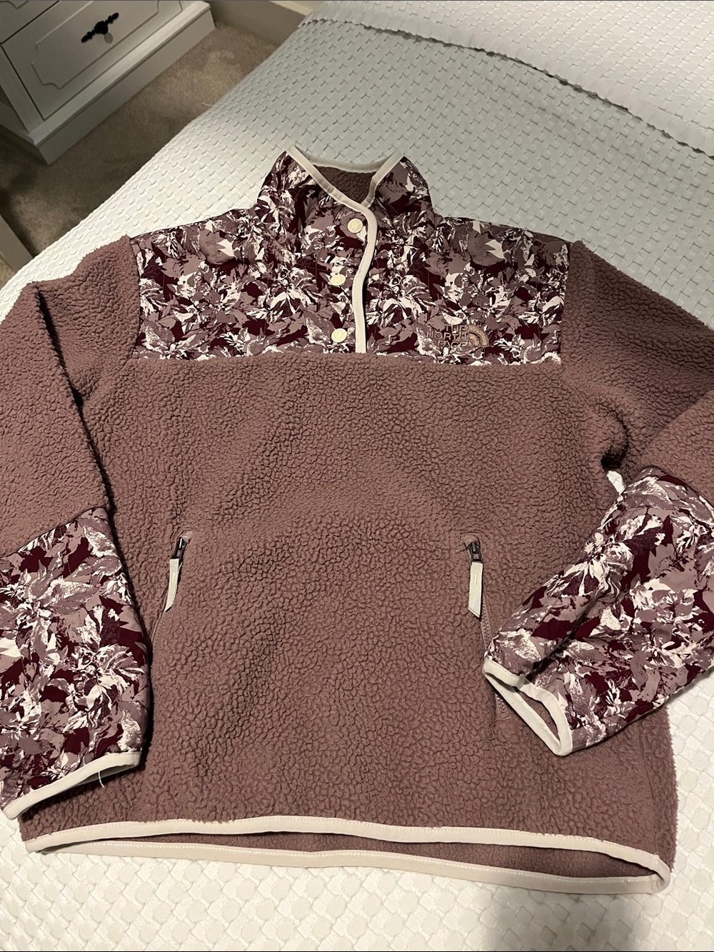 Purple North Face pullover with pockets